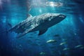 underwater view of whale shark feeding on plankton Royalty Free Stock Photo