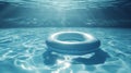 Underwater View of a White Inner Tube Floating in a Blue Pool Royalty Free Stock Photo