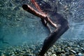 Underwater views of the Black Sea. Different objects and garbage under water, freediving.