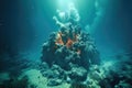 underwater volcanic eruption near hydrothermal vent