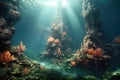 underwater volcanic landscape with hydrothermal vents