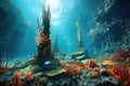 underwater volcanic landscape with hydrothermal vents