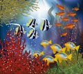 Underwater wallpaper with tropical fish, vector Royalty Free Stock Photo