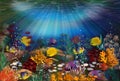 Underwater wallpaper with tropical fish, vector Royalty Free Stock Photo