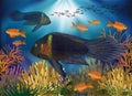 Underwater wallpaper  with tropical fish, vector Royalty Free Stock Photo