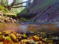 An underwater and water absorption by a stream