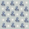 Underwater world, beautiful and cute spotted octopus. Vector graphics