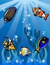 Underwater world Cartoon Illustration Royalty Free Stock Photo