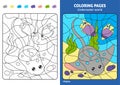 Underwater world coloring page for kids, stingray.