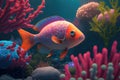 Underwater world. Coral reef and tropical fish background. Generative AI Illustration