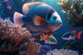 Underwater world. Coral reef and tropical fish Generative AI Illustration