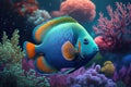 Underwater world. Coral reef and tropical fish sea. Generative AI Illustration