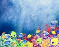 Underwater world and coral reefs hand painted watercolor backgr Royalty Free Stock Photo