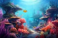 Underwater world with corals and fish. Underwater world, Coral garden seascape and underwater world, AI Generated Royalty Free Stock Photo