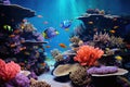 Underwater world with corals and tropical fish. Colorful coral reef, Tropical coral reefs and marine life with colorful fishes, AI Royalty Free Stock Photo