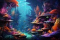 Underwater world with corals and tropical fish. 3D rendering, An underwater scene teeming with vibrant marine life, AI Generated Royalty Free Stock Photo