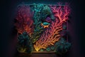 Underwater world at the depth of the ocean. Underwater seaweed, corals and fish. Generative AI