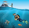 Underwater world and diving scene Royalty Free Stock Photo