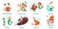 Underwater World Isometric Compositions