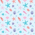 Underwater World Pattern on light blue background Royalty Free Stock Photo