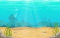 Underwater world in sea vector cartoon landscape Royalty Free Stock Photo