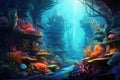 Underwater world. Underwater world with corals and tropical fish, Coral garden seascape and underwater world, AI Generated Royalty Free Stock Photo