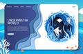 Underwater world vector website landing page design template