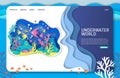 Underwater world vector website landing page design template