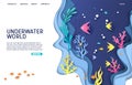 Underwater world vector website landing page design template Royalty Free Stock Photo