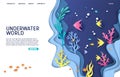 Underwater world vector website landing page design template