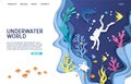 Underwater world vector website landing page design template Royalty Free Stock Photo