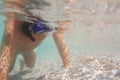 Underwater young boy diving Royalty Free Stock Photo