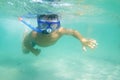 Underwater young boy diving Royalty Free Stock Photo