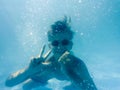 Underwater Young Boy having fun Royalty Free Stock Photo