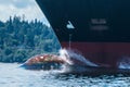 Cargo Ship bow slicing through water Royalty Free Stock Photo