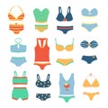 Underwear clothes vector set. Female bra and underpants Isolated objects on white background. Royalty Free Stock Photo
