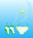 The underwear dries on a rope. Royalty Free Stock Photo