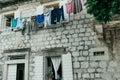 Underwear hanging out to dry in Perast Old Town.