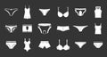 Underwear icon set grey vector Royalty Free Stock Photo