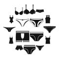 Underwear items icons set, simple style Royalty Free Stock Photo