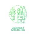 Underweight patients and kids dark green concept icon