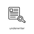 Underwriter (insurance) icon. Trendy modern flat linear vector U Royalty Free Stock Photo