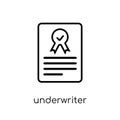 Underwriter (shares) icon. Trendy modern flat linear vector Underwriter (shares) icon on white background from thin line business Royalty Free Stock Photo