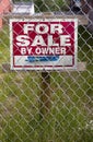 Undeveloped vacant lot with for sale sign Royalty Free Stock Photo