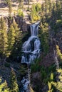 Undine Falls waterfall in Yellowstone National Park, daytime long exposure Royalty Free Stock Photo