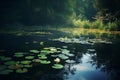Undisturbed Pond calm water. Generate Ai Royalty Free Stock Photo