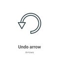 Undo arrow outline vector icon. Thin line black undo arrow icon, flat vector simple element illustration from editable arrows Royalty Free Stock Photo