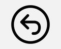 Undo Arrow Round Circle Icon Back Point Pointer Left Button Repeat Reload Circular Backward Restart Again Outline Line Shape Sign