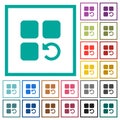 Undo component operation flat color icons with quadrant frames