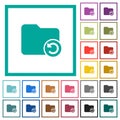Undo directory last operation flat color icons with quadrant frames